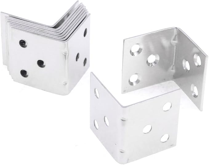 Qtqgoitem 10 Pcs 20mm x 20mm Round End 90 Degree Corner Bracket Silver Tone (Model: 5f8 950 ec1 f03 188)
