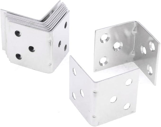 Qtqgoitem 10 Pcs 20mm x 20mm Round End 90 Degree Corner Bracket Silver Tone (Model: 5f8 950 ec1 f03 188)