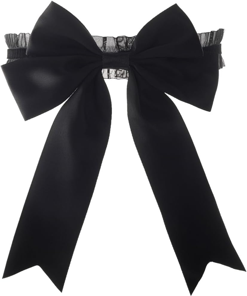 Black Bow Garters Gothic Lace Thigh Garter Elastic Bell Leg Garter for Women