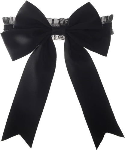 Black Bow Garters Gothic Lace Thigh Garter Elastic Bell Leg Garter for Women