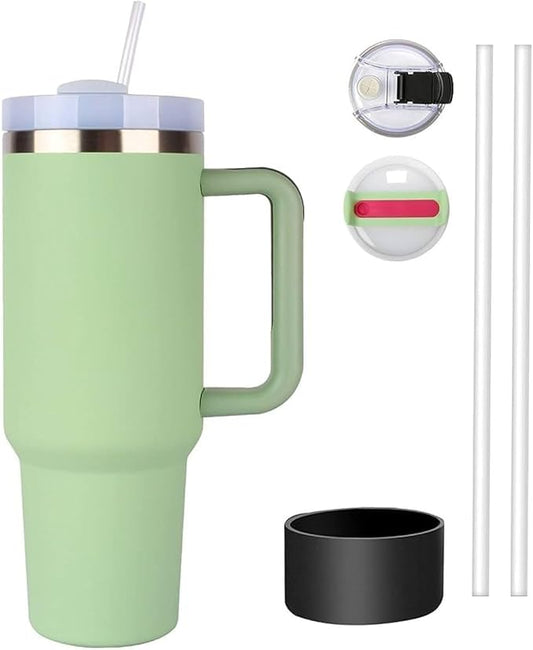 Sartar Quencher H2.0 FlowState Stainless Steel Vacuum Insulated Tumbler with Lid and Straw for Water, Iced Tea or Coffee, Smoothie and More, 40oz color(Bay leaf)