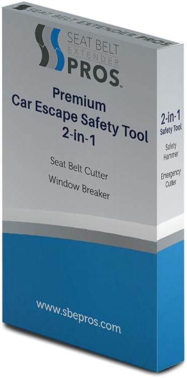 Premium Seat Belt Cutter  Instant Window Hammer - Life Saving Quick Escape from Your Vehicle in an Emergency (1-Pack, Premium Orange)
