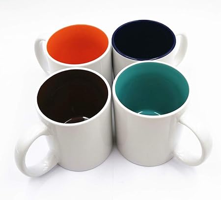 Outer white inner color straight ceramic cup 11oz color glaze mug (yellow)