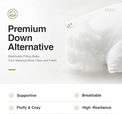 Acanva Bed Sleeping Extra-Soft Sham Down Alternative Pillow Insert, 1 Count (Pack of 1), White