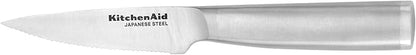 KitchenAid Gourmet Forged Stainless Steel Paring Knife with Custom-Fit Blade Cover, 3.5-inch, Sharp Kitchen Knife, High-Carbon Japanese Stainless Steel Blade, Brushed Stainless Steel Handle