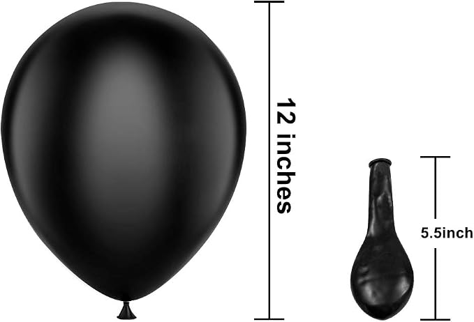KBZVNAF Black Balloons Latex Party Balloons - 50 Pack 12 inch Helium Matte Black Balloons for Wedding Graduation Baby Shower Birthday Party Decorations
