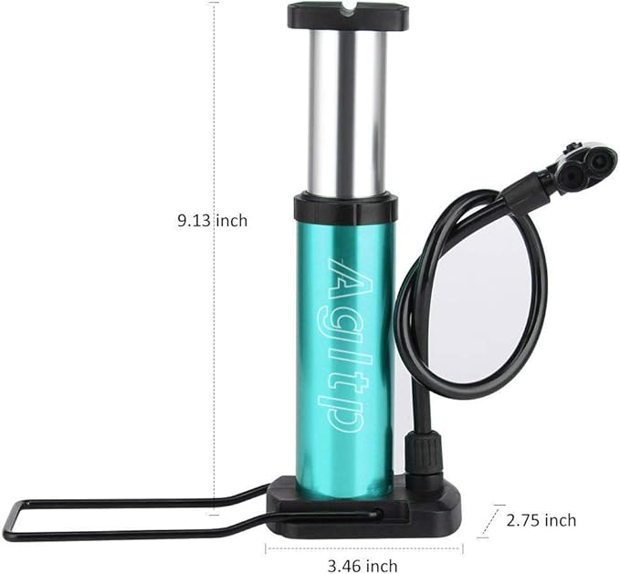 Agltp Bike Pump, Mini Bike Floor Pump Compact Mini Portable Bicycle Foot Pump Compatible with Presta and Schrader Valve Portable Bicycle Pump,Aluminum Alloy Floor Bicycle Pump,Free Puncture Repair Kit