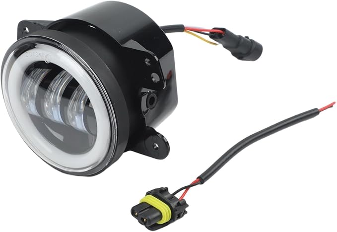 4 Inch LED Fog Lights with White Yellow Ring for Offroad Trucks SUV for jeep - 8000LM Waterproof Work Light Bar 10-30V(4 Inches)