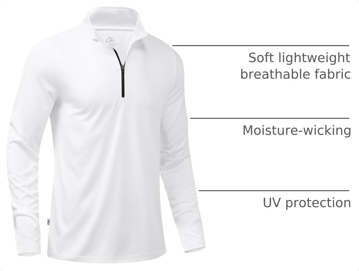Medium Size Obla Golf Quarter Zip Pullover for Men Mock Neck Sweatshirt Lightweight Sun Protection Men's Long Sleeve Golf Shirt