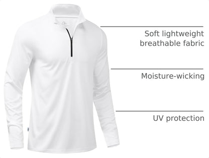 Medium Size Obla Golf Quarter Zip Pullover for Men Mock Neck Sweatshirt Lightweight Sun Protection Men's Long Sleeve Golf Shirt