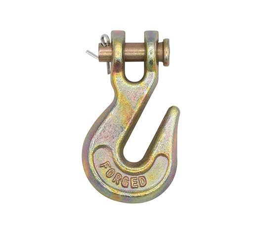 Mytee Products 4 Pack 1/4" Grade 70 Clevis Grab Hooks - 11660 lbs Breaking Strength Forged Steel - Chain Grab Hook for Truck Tractor Flatbed - Heavy Duty Grab Hooks for Lifting, Rigging, Forklift