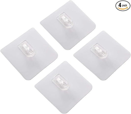 4-Pack Adhesive Suction Hook Adhesive Sticker No Drilling Bathroom Shower Shelf - Clear