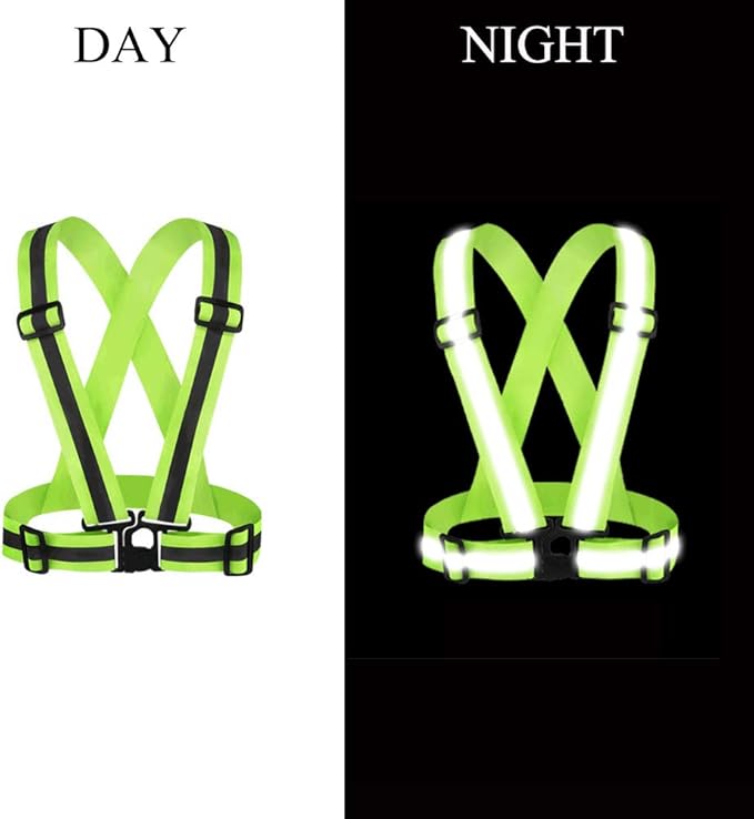 HYCOPROT Reflective Vest 2 Pack Safety Gear with High Visibility Adjustable Straps for Running, Jogging, Cycling, Walking