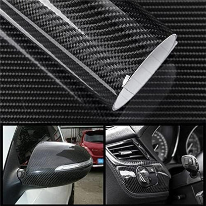 RockRose 7D Super Glossy Black Carbon Fiber Vinyl Wrap - Anti-Wrinkle, Air Release Automotive Wrap - DIY Decals Self Adhesive Car Sticker for InteriorExterior - Size 2FT x 5FT