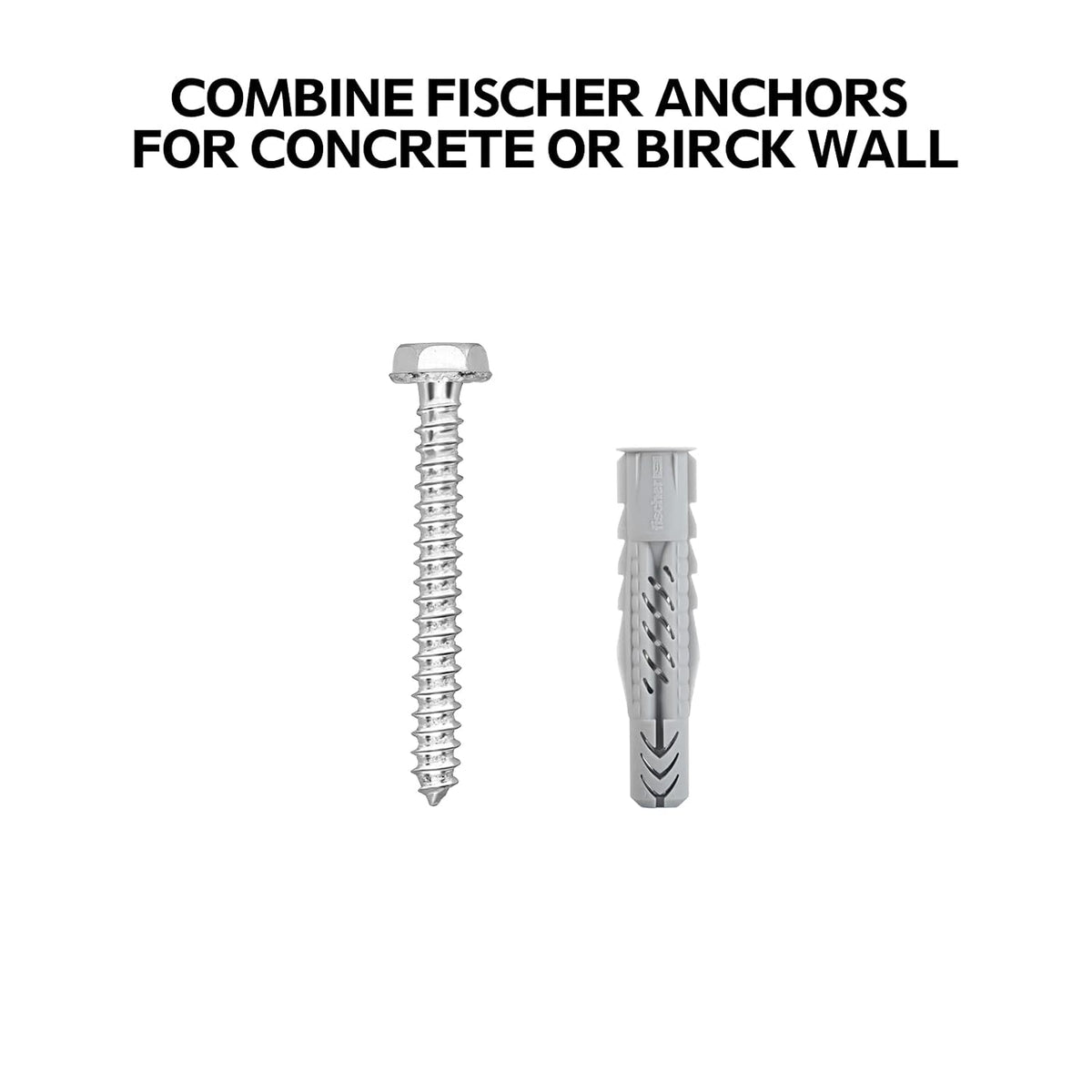 Mounting Dream Lag Bolt Kit for TV Mount Comes with (4) M8 Lag Bolt for Wood Stud,(4) Fischer Anchors for Concrete Wall, Includes Allen Key and Bubble Level