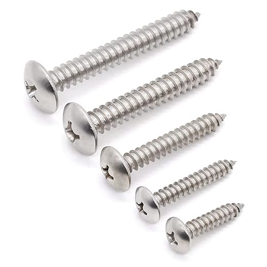 Glvaner 25 Pcs 14 x 34" Stainless Steel Truss Head Wood Screws Self Tapping Screws Sheet Metal Tek Screws