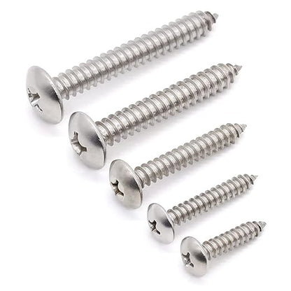Glvaner 25 Pcs 14 x 34" Stainless Steel Truss Head Wood Screws Self Tapping Screws Sheet Metal Tek Screws