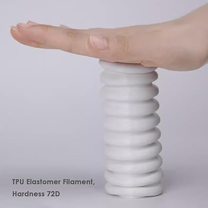 TPU Filament, 72D TPU Filament 1.75mm, Flexible Soft 3D Printer White Filament 1kg Spool, Dimensional Accuracy +/- 0.05