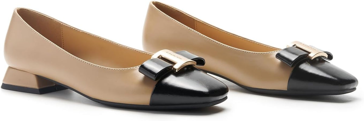 9.5 C.Paravano Flats Women | Ballet Flats | Square Toe | Dressy Casual Shoes | Two-Toned Toe, Lambskin Leather Insole, Anti-slip Grooved Sole, Classic & Chic, Comfortable Work Shoes Women, Fashion Slip On