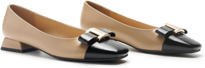 9.5 C.Paravano Flats Women | Ballet Flats | Square Toe | Dressy Casual Shoes | Two-Toned Toe, Lambskin Leather Insole, Anti-slip Grooved Sole, Classic & Chic, Comfortable Work Shoes Women, Fashion Slip On