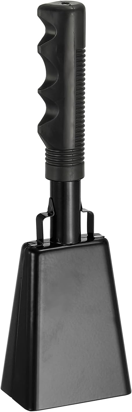 PATIKIL 10" Cow Bells for Football Games, 1Pcs Cowbells for Sporting Events Bulk Loud Noise Makers Metal Cow Bell with Handle for Cheering Competition Marathon Wedding DIY, Black