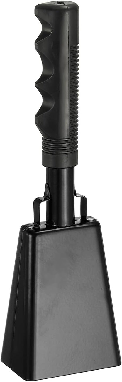 PATIKIL 10" Cow Bells for Football Games, 1Pcs Cowbells for Sporting Events Bulk Loud Noise Makers Metal Cow Bell with Handle for Cheering Competition Marathon Wedding DIY, Black