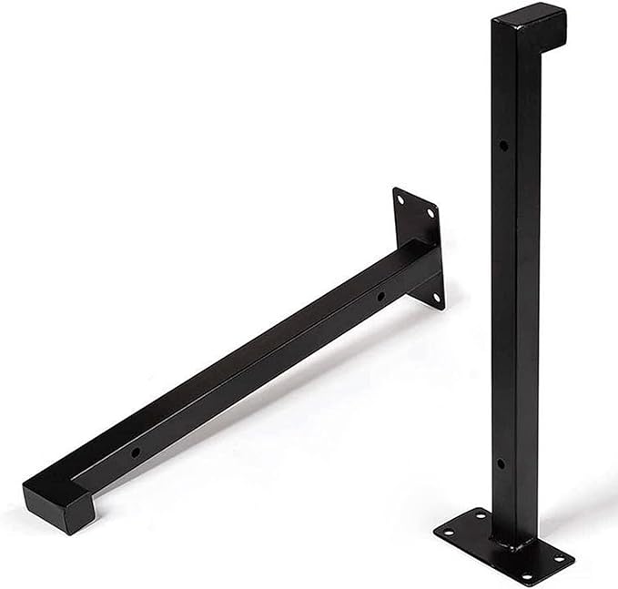 YFZN Black Floating Shelf Supports, Wall Shelf Bracket, Wrought Iron, with Hook, with Mounting Accessories, Saving Space, Strong Bearing Capacity, Ffor Bedroom, Kitchen, Living Room, 2 Pcs