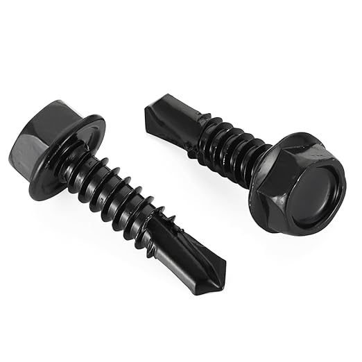 10 x 1 Hex Washer Head Self Tapping Drilling Screws Black Finish, 410 Stainless Steel, 100 PCS