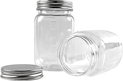 novelinks 16 Ounce Clear Plastic Jars Containers With Screw On Lids - Refillable Round Empty Plastic Slime Storage Containers for Kitchen  Household Storage - BPA Free (10 Pack)
