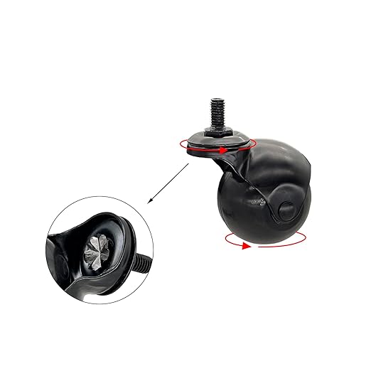 4pcs Caster Wheels, Swivel Plate Ball Casters Set of 4, Antique Furniture Casters Brass, Heavy Duty, Office Chair Caster(Black 1.5'')