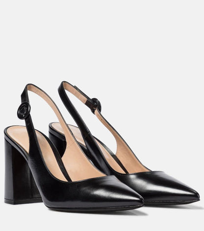 Junayuan Womens Slingback Block Heels Pointed Closed Toe Work Dress Shoes | Chunky Heels, Sling Back Heels, Party Dress Shoes, Wedding Shoes, Slip on