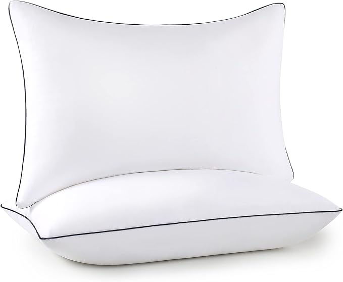 Bed Pillows for Sleeping 2 Pack, Queen Size Set of 2 for Side Back and Stomach Sleepers, Cooling Pillows,Down Alternative Filling Luxury Soft Supportive Plush Pillows (White)