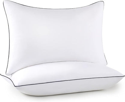 Bed Pillows for Sleeping 2 Pack, Queen Size Set of 2 for Side Back and Stomach Sleepers, Cooling Pillows,Down Alternative Filling Luxury Soft Supportive Plush Pillows (White)