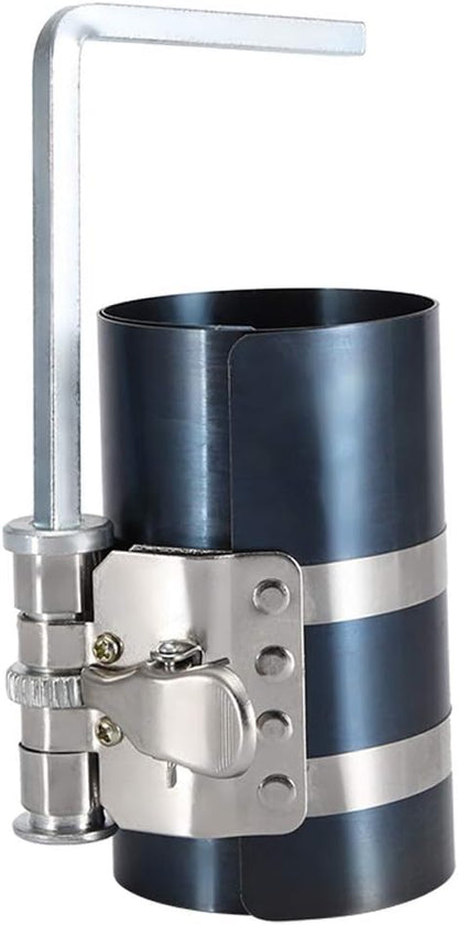 Piston Ring Compressor, Engine Piston Ring Compressor Tool Adjustable Removal Tool Installation Compressing Engine for Size 53-175mm 3" Ratcheting(4")