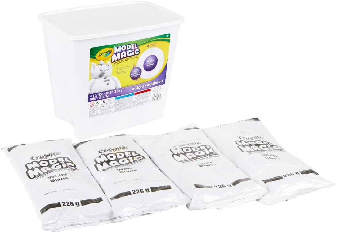 Crayola Model Magic White, 4?Pack (8 oz Each), Teacher Must Haves & Classroom Essentials, Air?Dry Modeling Material for Kids, Sculpting Craft Clay Alternative, Ages 3+