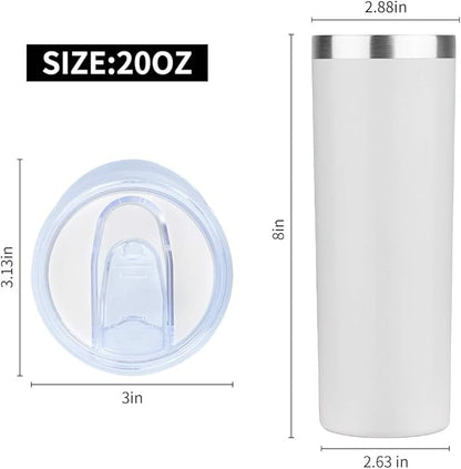HASLE OUTFITTERS 20 oz Skinny Tumbler, Stainless Steel Insulated Slim Tumbler with Lid, Reusable Double Wall Travel Coffee Mug, Durable Powder Coated Travel Water Cup(White, 1)