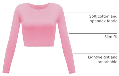 Womens Long Sleeve Crop Tops Basic Teen Girl Clothes Casual Cute Yoga Shirts Layering Slim Fitted Workout T-Shirt.