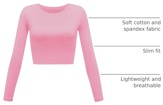Womens Long Sleeve Crop Tops Basic Teen Girl Clothes Casual Cute Yoga Shirts Layering Slim Fitted Workout T-Shirt.