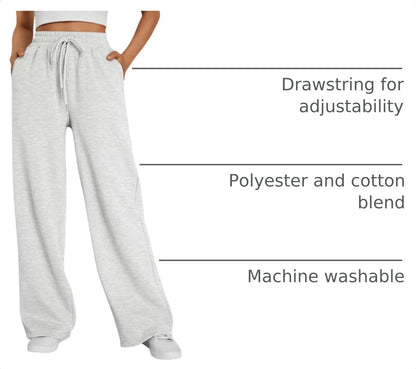 Womens Wide Leg Fleece Lined Sweatpants Winter Baggy Lounge Travel Pants Fashion Outfits 2025 Joggers Clothes