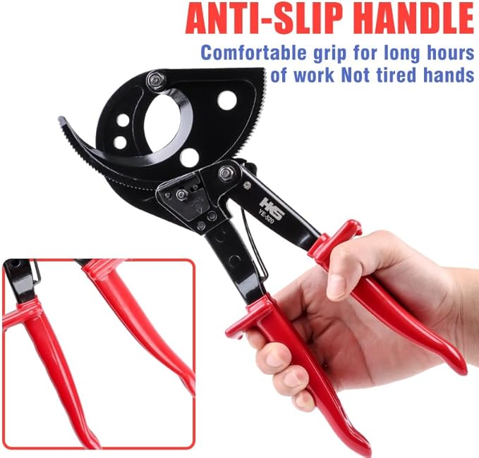 HKS Ratchet Cable Wire Cutter Heavy Duty for Cutting Electrical Aluminum Copper and Multi-core Cables up to 400mm²