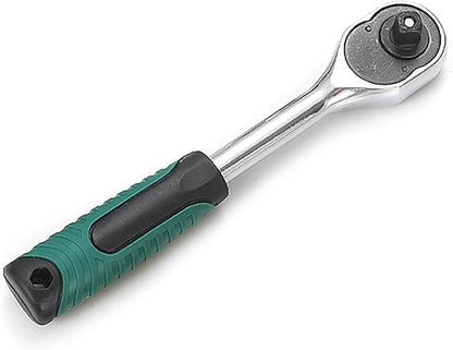 Quick Release Ratchet Wrench, CRV 38 24 Tooth Ergonomic Rubber Handle Auto Repair Tool