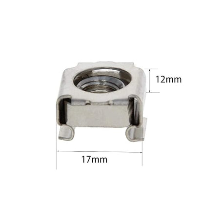 Aicosineg 10Pcs M8 Metric Thread 304 Stainless Steel 0.67" x 0.47" (WxT) Cage Nuts for Server Cabinet Rack Without Treatment Silver Tone