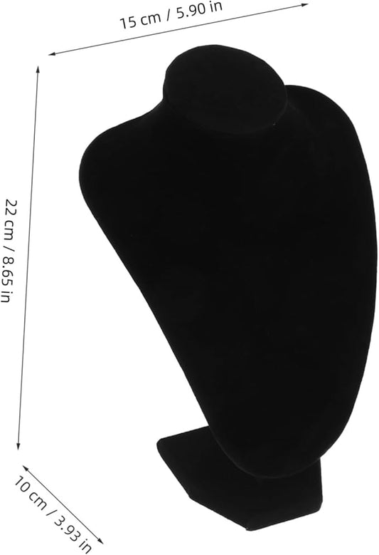 Zerodeko Versatile Jewelry Organizer Suede Bust Display Stand for Necklaces Black 22x15cm