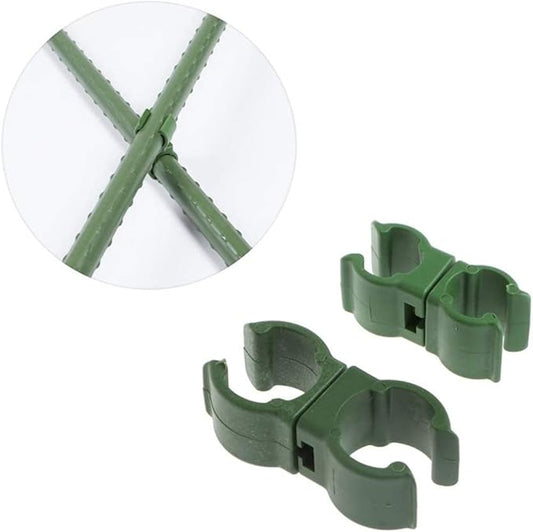 50pcs Plant Trellis Connector Clips Greenhouse Fastener Buckle Cross Clip Rotatable Rod Connector for Tomato Cage Plant Stakes (for 11mm Rods)