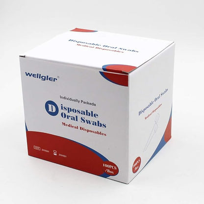 Wellgler's Sterile Sponge Mouth Swabs,Disposable Oral Swabs,Individually Wrapped (100pcs,Pink)