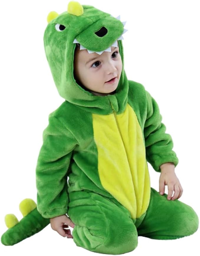 QIAONIUNIU Halloween Baby Green Dinosaur Costumes Toddler Outfit Infants Cosplay Romper 1-60 Months