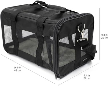 Basics Soft-Sided Mesh Pet Travel Carrier for Dog, Cat, up to 16 pounds, 16.5" L x 10.6" W x 11" H, Black