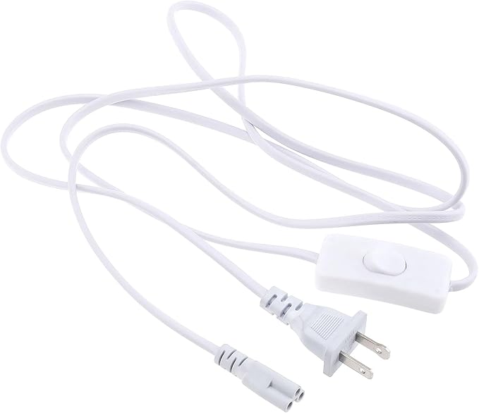 RTNLIT T5 T8 LED Cable Connector Power Cable, 6ft 3-Pin LED Lamp Extension Cable with Power Off Switch, Plug Supply Connection Line