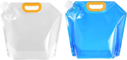 PATIKIL 1.3 Gallon Collapsible Water Container Bag, 2 Pack Plastic Storage Jug Folding Water Bag for Camping, Hiking, Emergency Water Storage, Blue