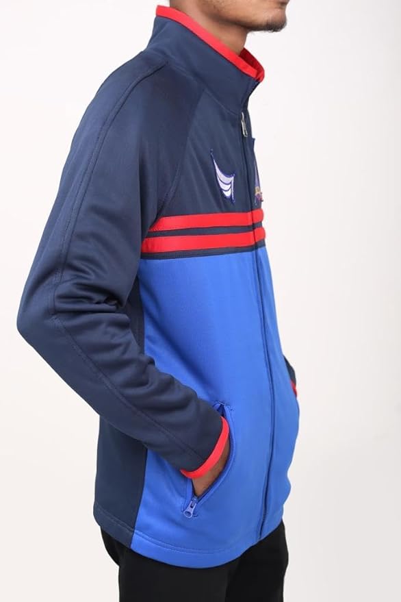 Mens Track Lightweight Football Coach Track Blue Polyester Jacket